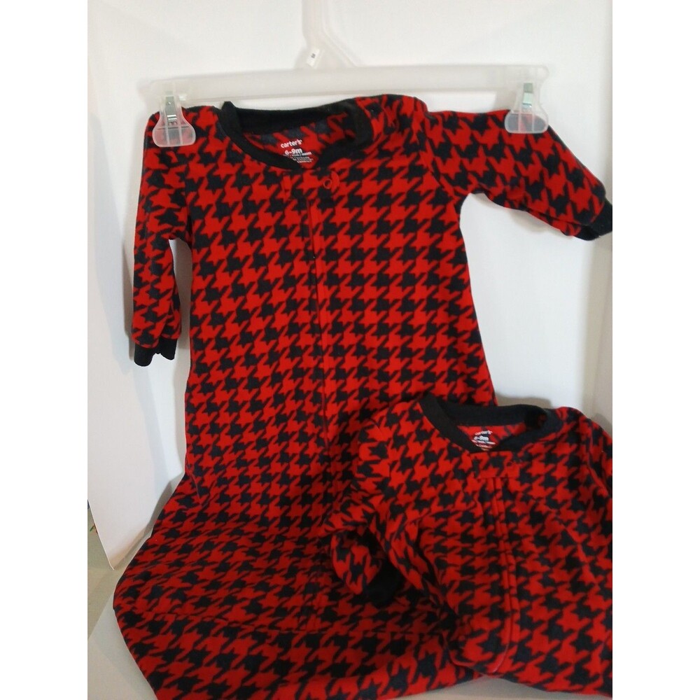 Set Of 2 Carters Baby Unisex Long Sleeve fleece Sleep Sack Sleepers Red & Black